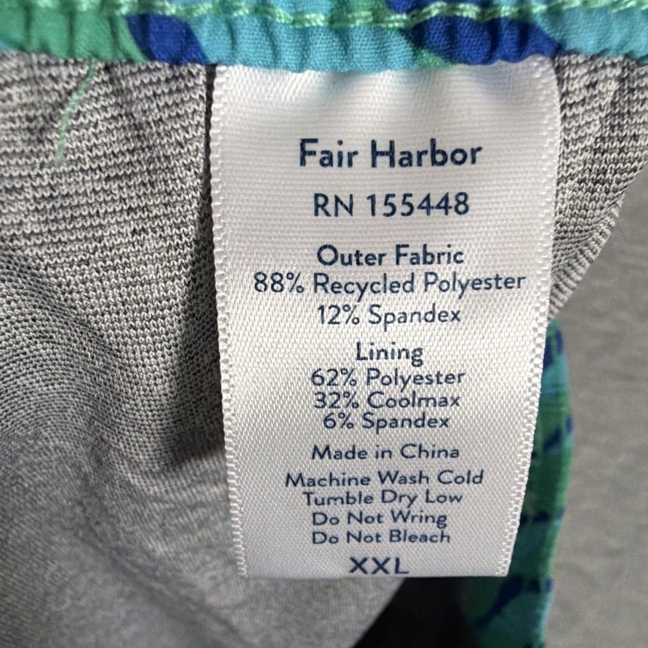 Nwt Fair Harbor Men's 2xl Green Seabay Lined Mastos Anchor Swim Trunks 8" — image 7 of 8